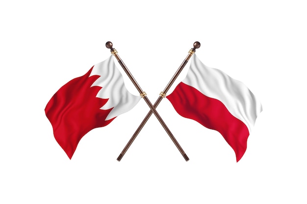 Bahrain versus Poland Two Countries Flags Background