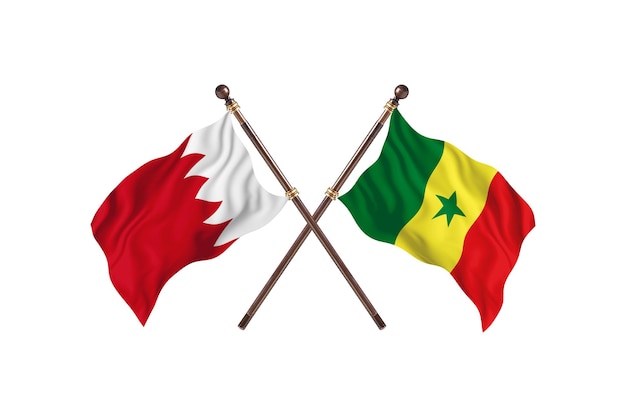 Bahrain versus Senegal Two Countries Flags Background