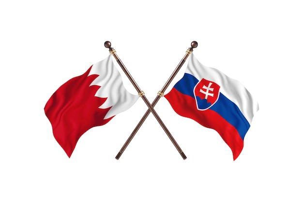 Bahrain versus Slovakia Two Countries Flags Background