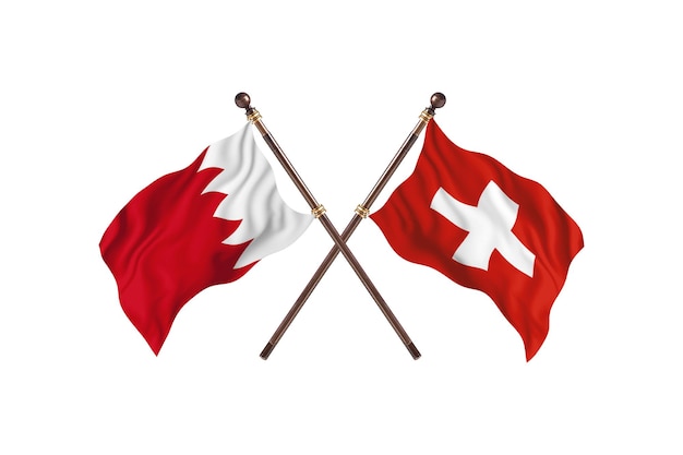Bahrain versus Switzerland Two Countries Flags Background