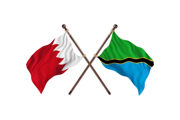 Bahrain versus Tanzania Two Countries Flags Background