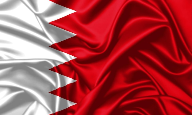 Bahrain waving flag close up satin texture background