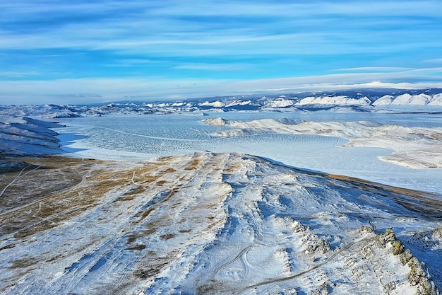 Baikal olkhon winter landscape, mountains, stones russia view