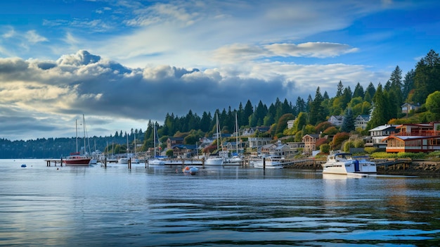 Photo bainbridge island harbor view