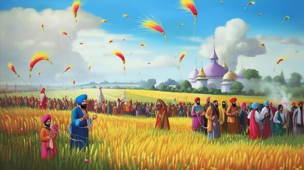 Baisakhi Happy Baisakhi Vaisakhi 축제 배경 및 타이포그래피 Generative Ai