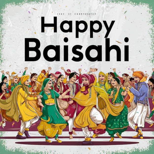 Baisakhi Happy Baisakhi Vaisakhi festival background and typography