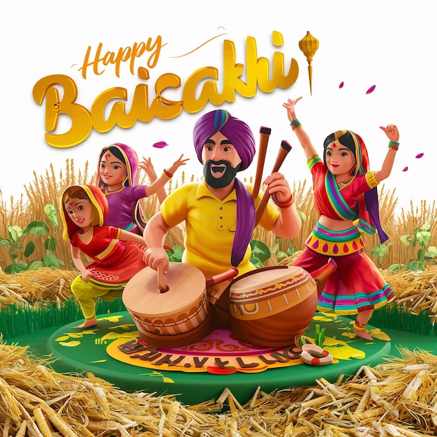 Baisakhi Happy Baisakhi Vaisakhi festival background and typography