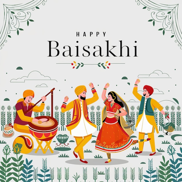 Baisakhi Happy Baisakhi Vaisakhi festival background and typography