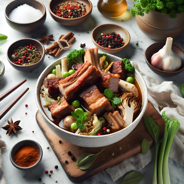 Bak Kut Teh Herbal Soup with Pork Ribs and Spices