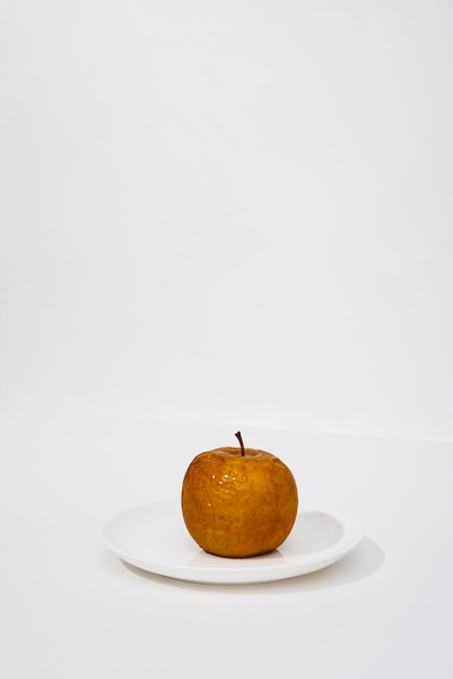 Baked apple Diet food concept White background