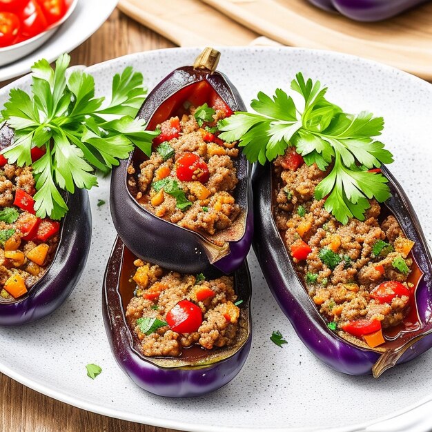 Baked aubergines boats