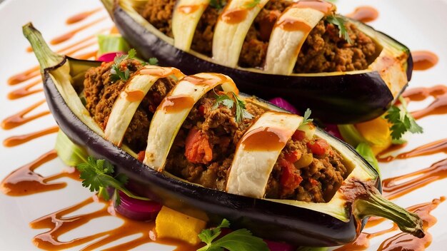 Baked aubergines boats