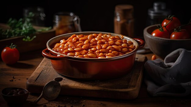 Foto fagioli al forno con composizione completa