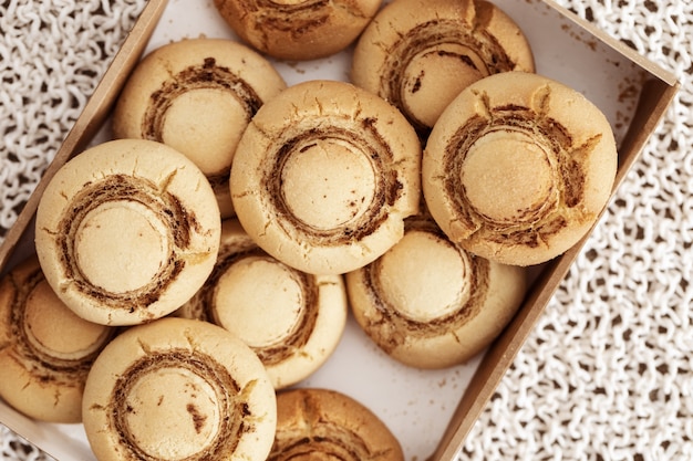 Baked biscuits in paper box