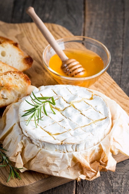 Baked camembert cheese. 