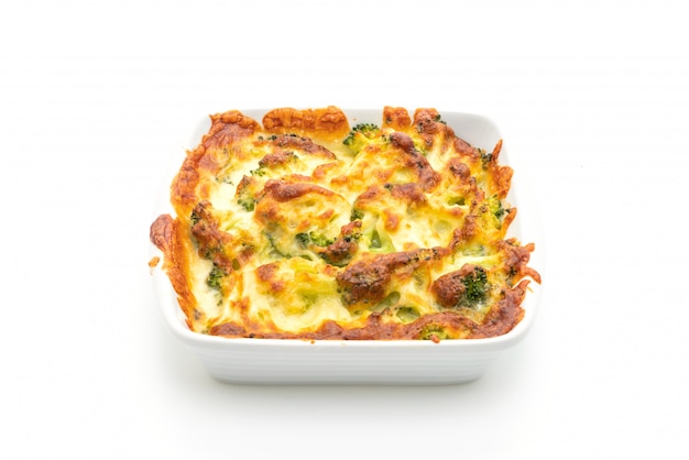 baked cauliflower and broccoli gratin with cheese
