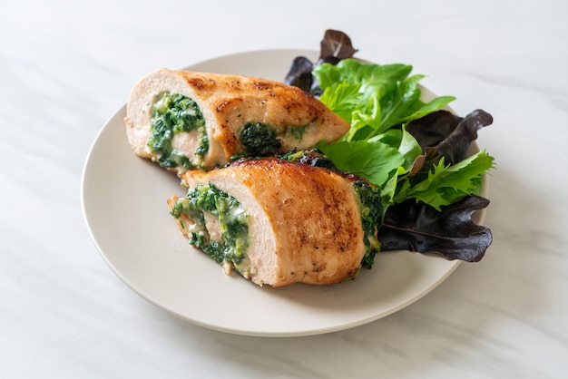 Baked chicken breast stuffed with cheese and spinach