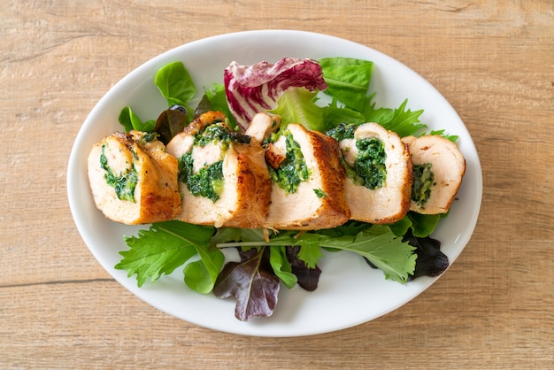 Baked chicken breast stuffed with cheese and spinach