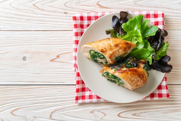 Baked chicken breast stuffed with cheese and spinach