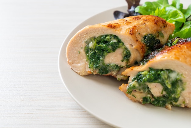 Baked chicken breast stuffed with cheese and spinach