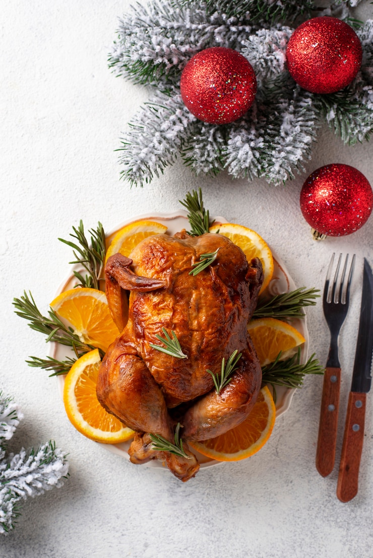 Photo baked chicken for christmas dinner