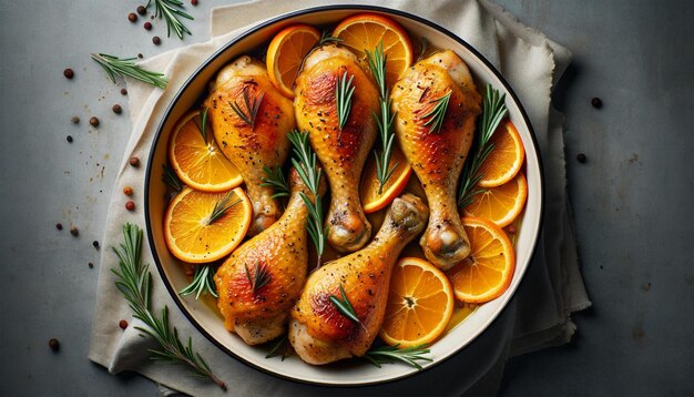 Photo baked chicken drumsticks in a dish