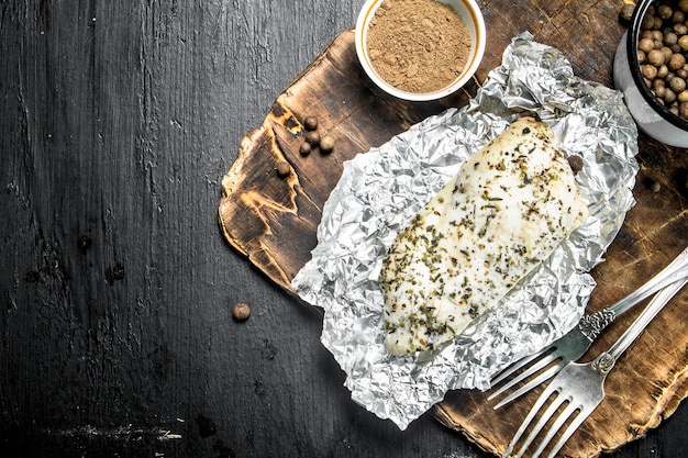 Baked chicken fillet with spices.