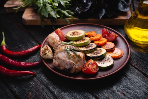 Baked chicken legs with vegetables