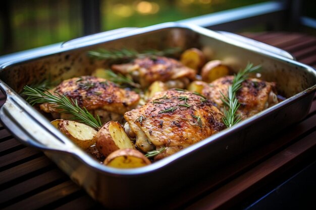 Baked Chicken Thighs with Rosemary and Garlic ser