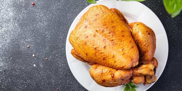 焼き鳥または七面鳥の休日料理鳥おいしいスナック健康的な食事食品スナック ダイエット テーブルの上