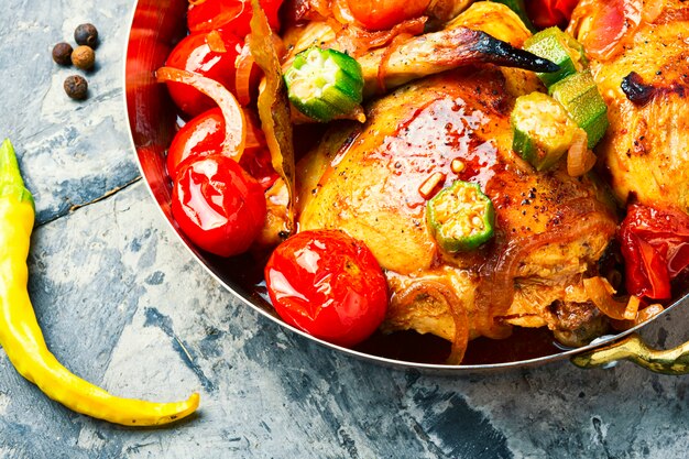 Baked chicken in vegetables