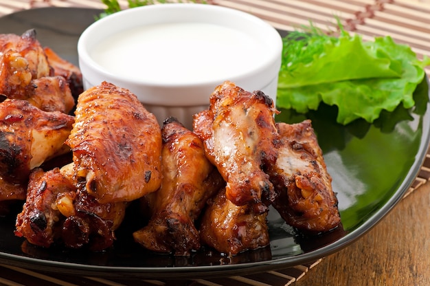 Baked chicken wings in the Asian style