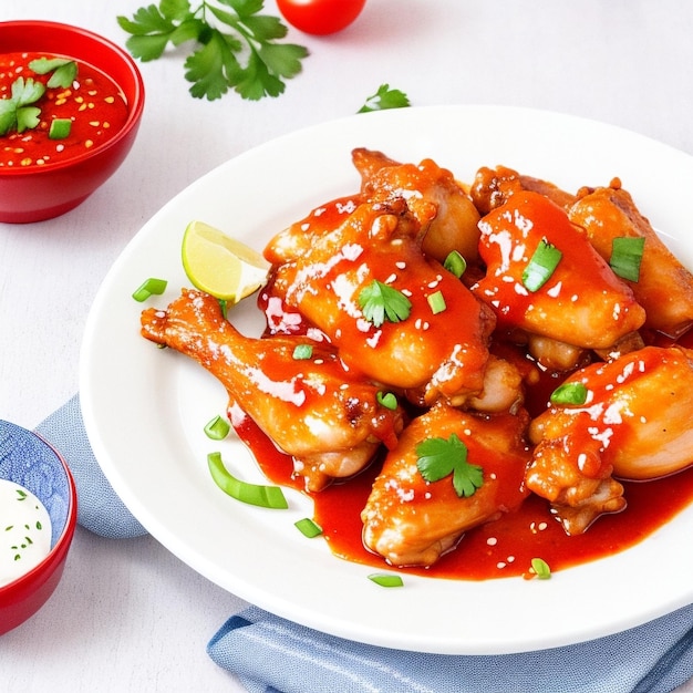 Foto ali di pollo al forno in stile asiatico