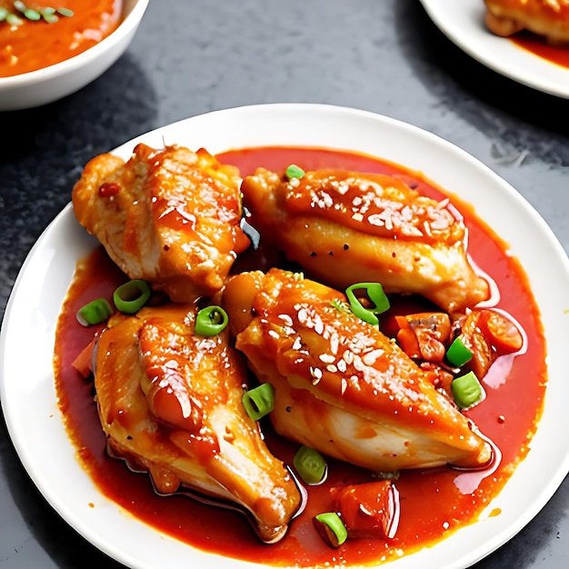 Baked chicken wings food in the Asian style