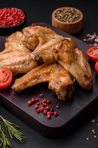 Baked chicken wings with salt spices and herbs