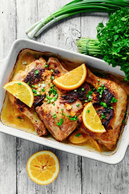 Baked chicken with orange