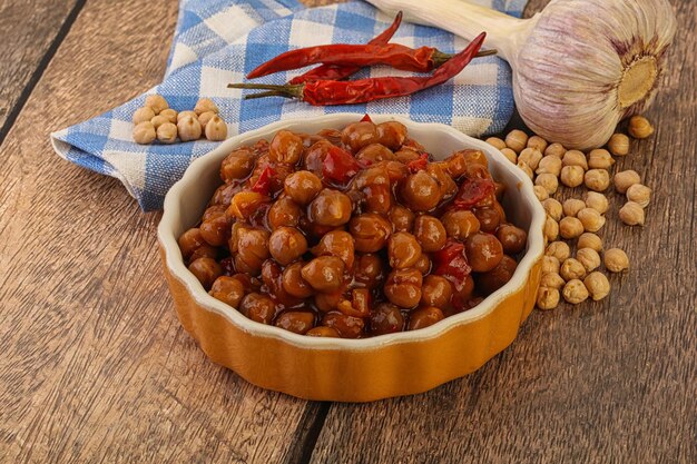 Baked chickpea with tomato sauce