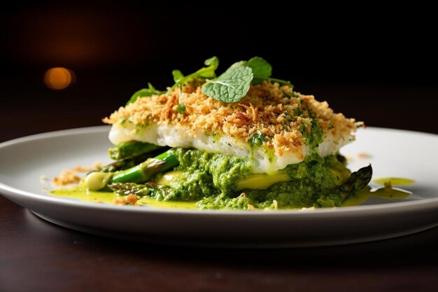 Baked Cod with Herb Crust and Steamed Green Beans