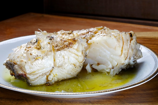 Baked cod with olive oil