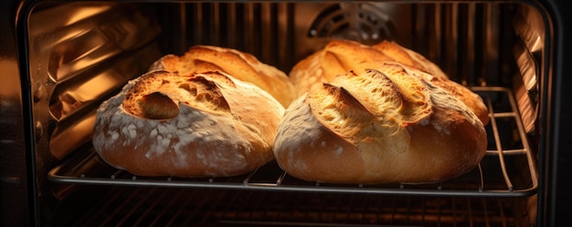 Запеченный хрустящий хлеб на закваске в духовке Приготовление хлеба Генеративный AI