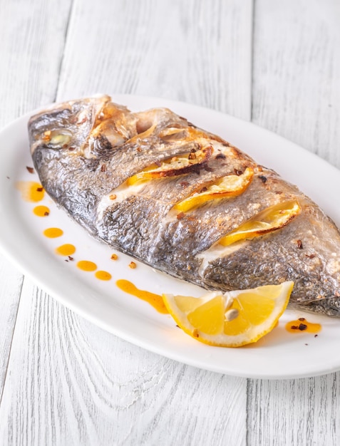 Baked dorado fish