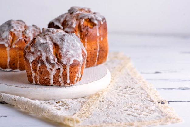 Baked Easter cake with white lemon glaze 