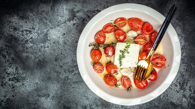 Запеченная паста фета. Trending Feta bake pasta с помидорами черри, сыром фета и чесноком