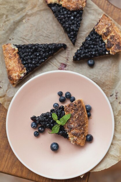 Baked galette with blueberries