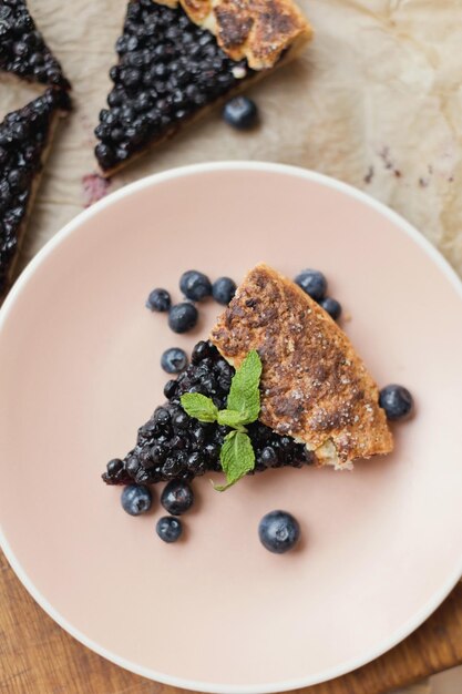 Baked galette with blueberries