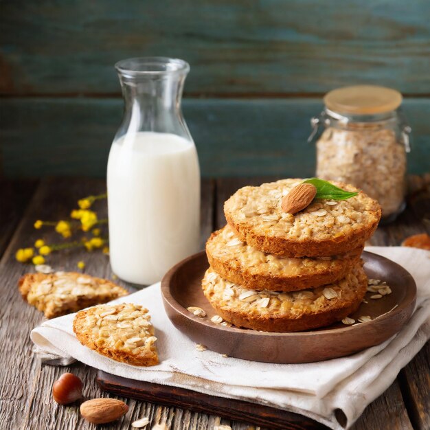 Baked Goodness Aromatic Oatmeal Cookies with a Side of Milk