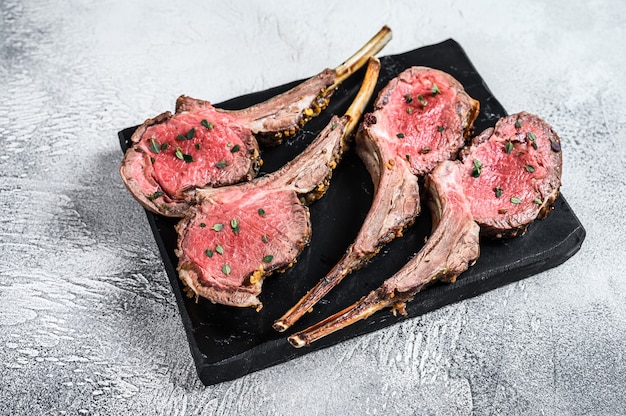 Baked lamb chop meat steaks