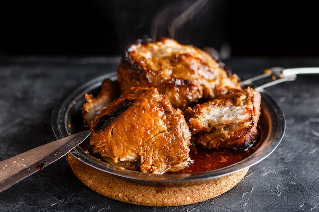 Baked meat on a plate