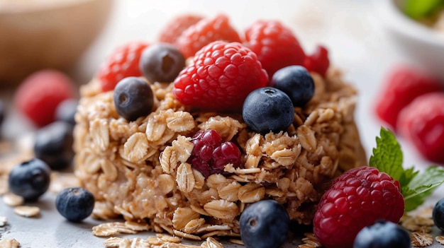 Baked oats a viral sensation A crispy exterior and a soft center Topped with berries and honey