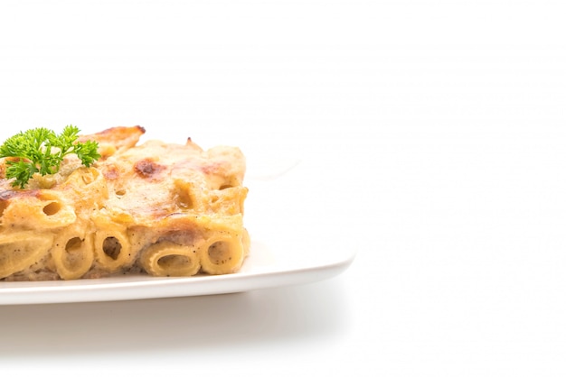 baked penne pasta with cheese and ham